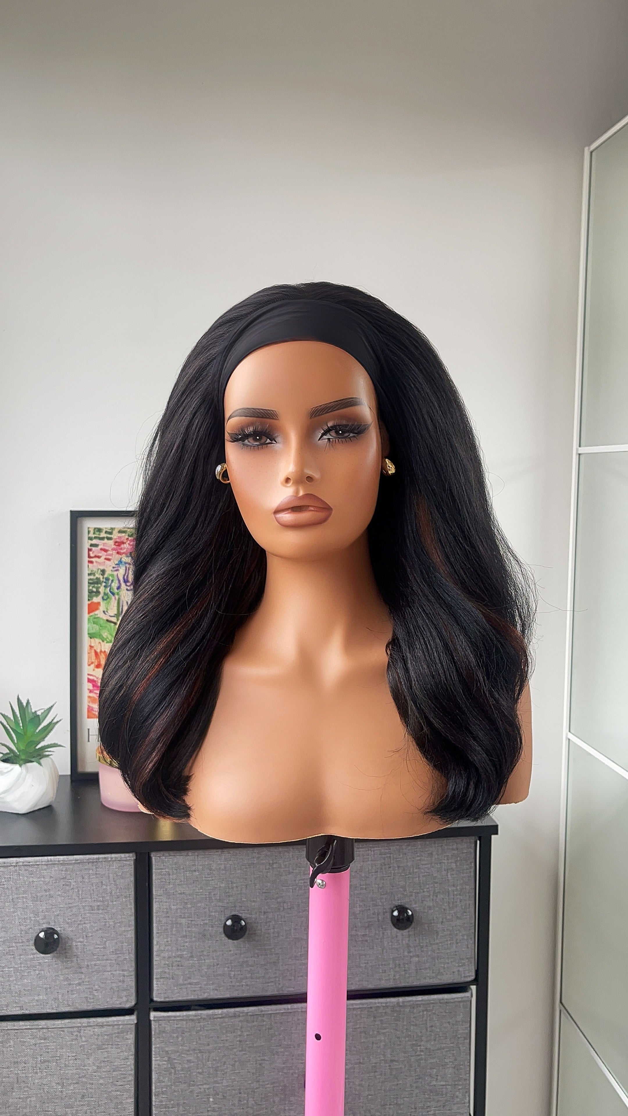 Wig Diana (Headband wig)- Black/Ginger highlights