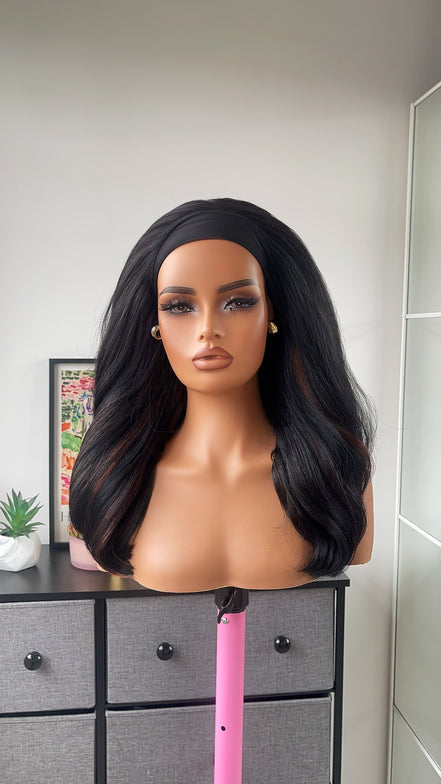 Wig Diana (Headband wig)- Black/Ginger highlights