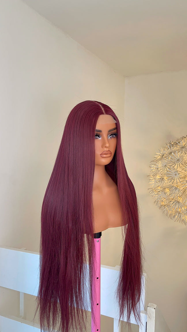 30 Bone straight replica (Burgundy) 2x6 closure