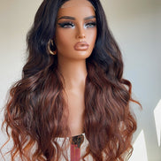Asia (Auburn/Dark roots)- 100% human hair 4x4 closure