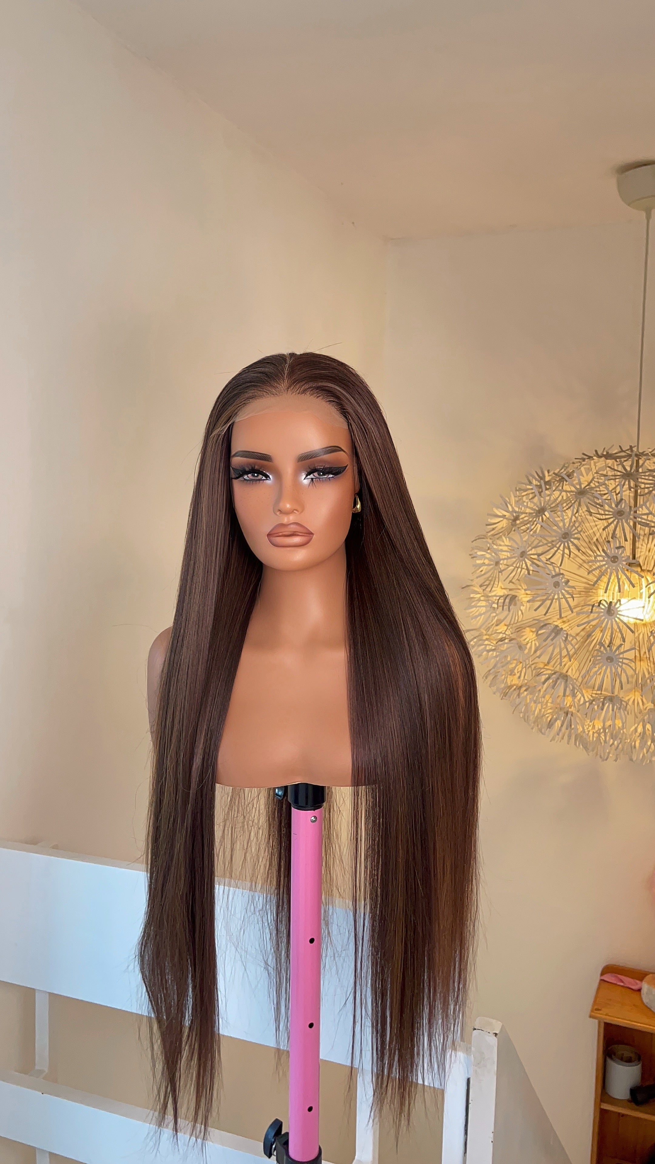 30 inch Bone Straight Replica- Chocolate Brown