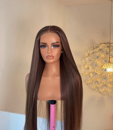 30 inch Bone Straight Replica- Chocolate Brown