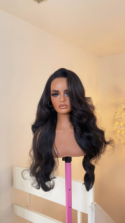 Wig Naya- Black (5x5 Swiss lace front wavy unit)