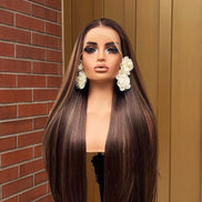 Wig Ivy- 30” Silk Straight (Brown Highlights)
