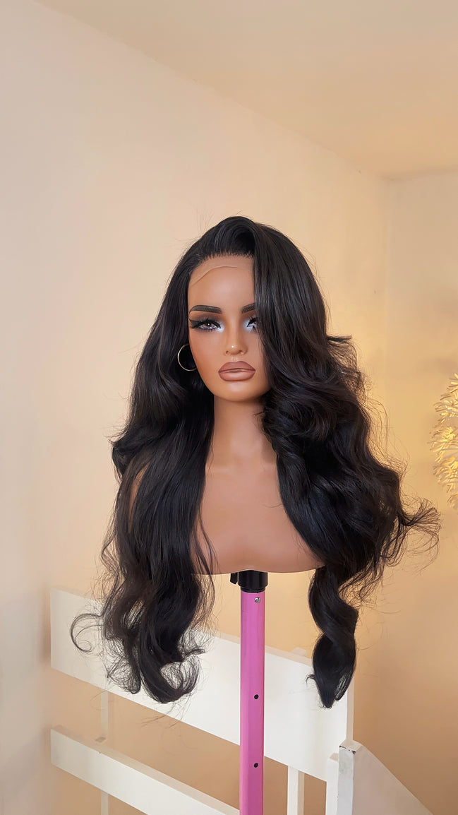 Wig Naya- Black (5x5 Swiss lace front wavy unit)
