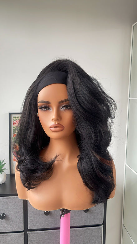 Wig Diana (Headband wig)- Black/Ginger highlights