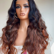 Asia (Auburn/Dark roots)- 100% human hair 4x4 closure