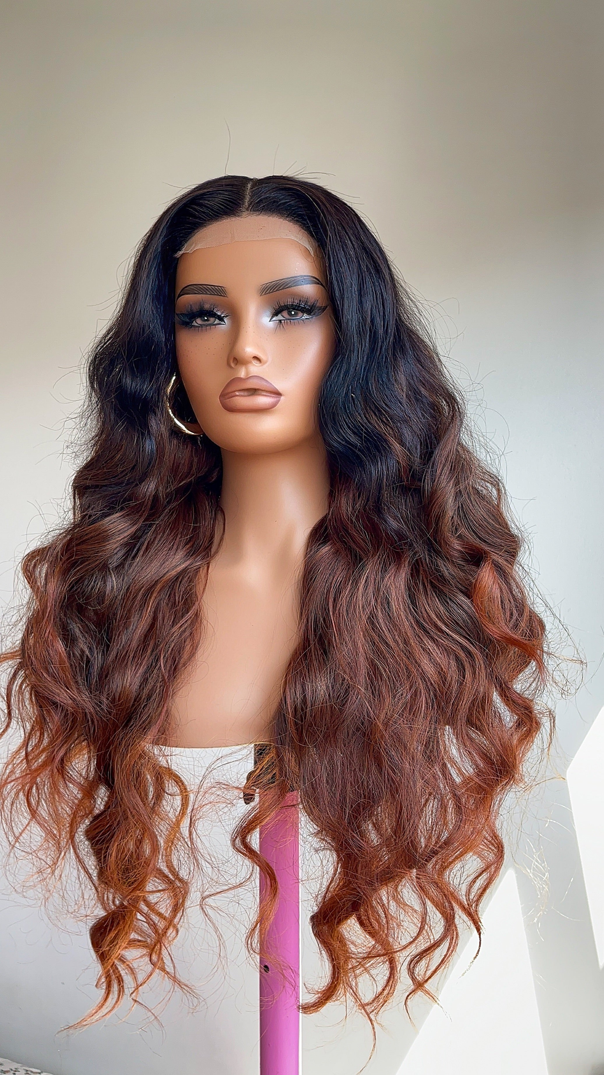 Asia (Auburn/Dark roots)- 100% human hair 4x4 closure