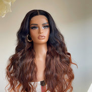 Asia (Auburn/Dark roots)- 100% human hair 4x4 closure