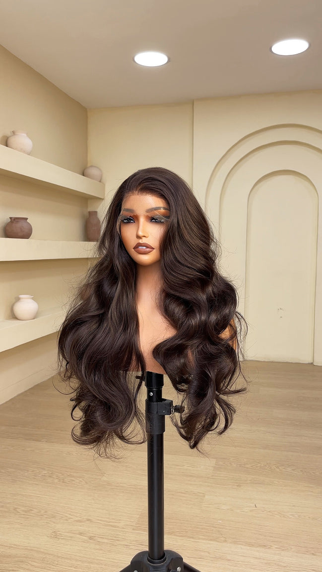 30 inch Wig Diva 13x4 full frontal unit. (Color: Brown)